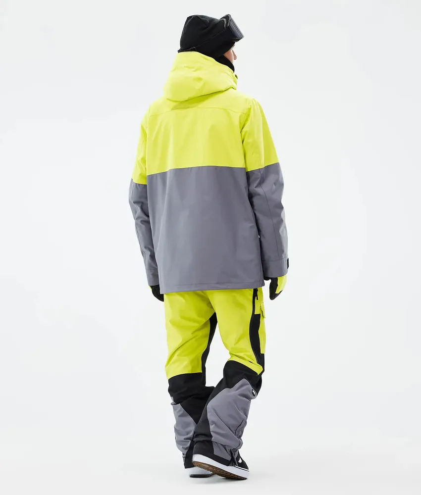 Unisex Snowboard Jacket — Light Yellow — Light Yellow, back view