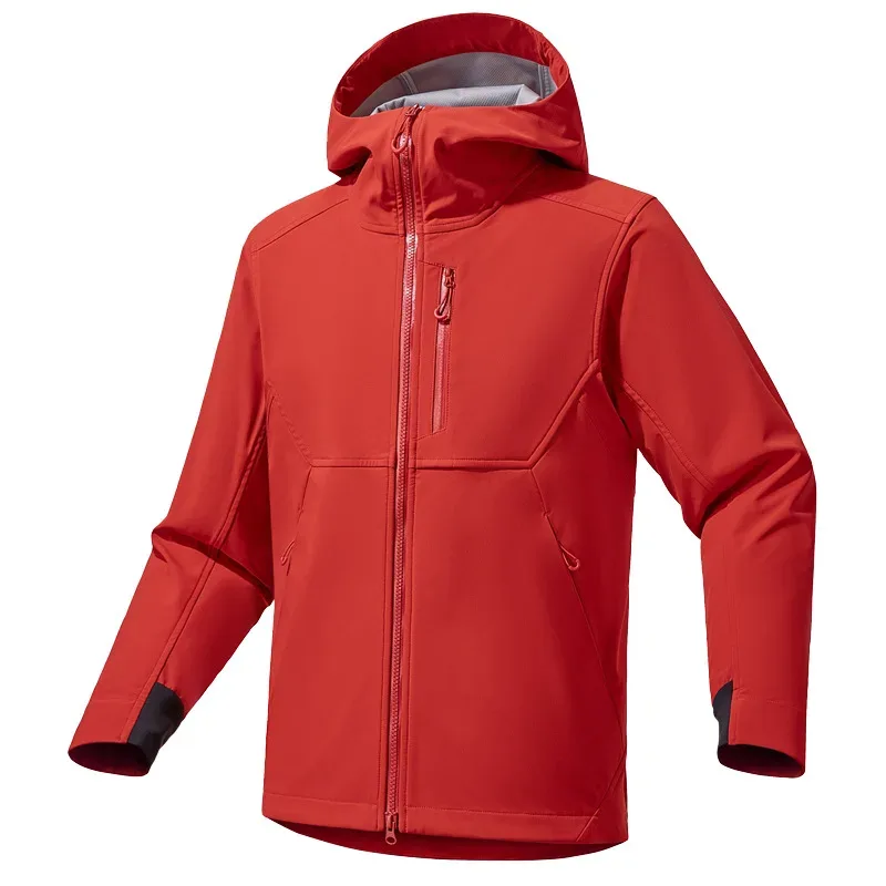 Unisex Softshell Hiking Jacket — Flame Red, front