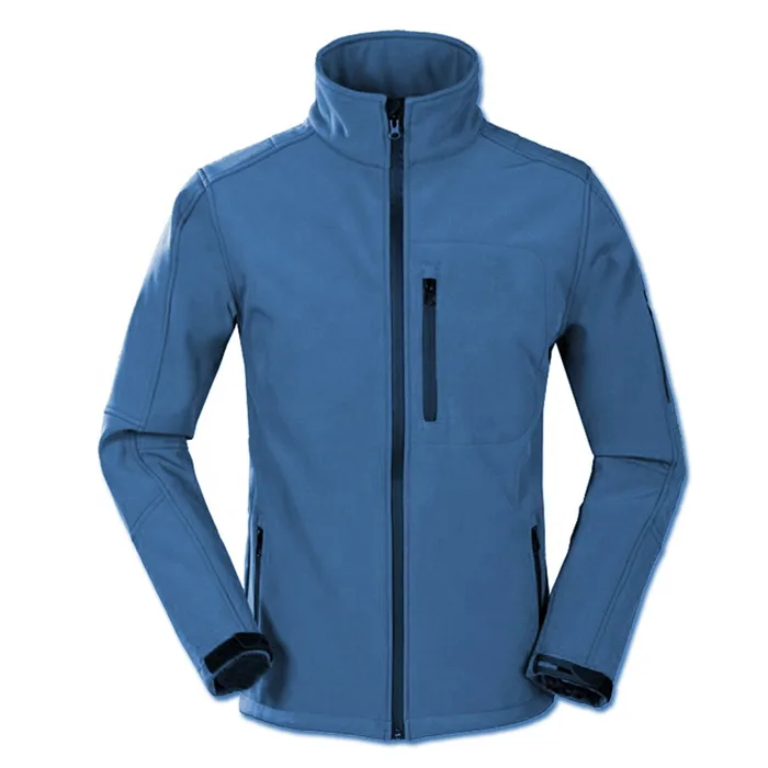 Unisex Softshell Jacket — Black, Blue & Red — Blue, front view