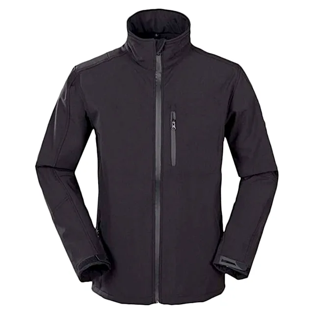 Unisex Softshell Jacket — Black, Blue & Red — Black, front view