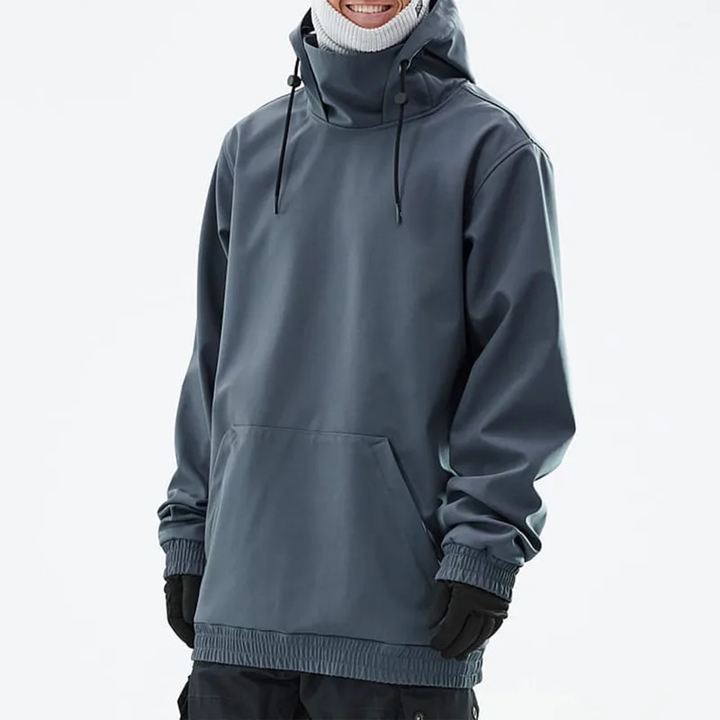 Unisex Softshell Pullover Jacket — Slate Grey — Slate Grey, worn front view with hands in pocket