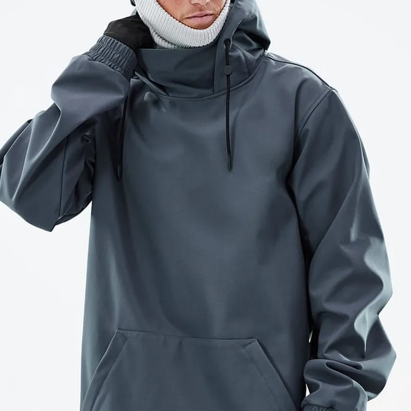 Unisex Softshell Pullover Jacket — Slate Grey — Slate Grey, collar and hood detail