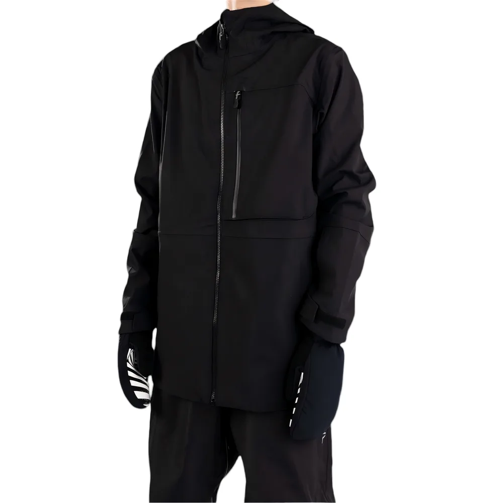 Unisex Softshell Snowboard Jacket — Black, front view