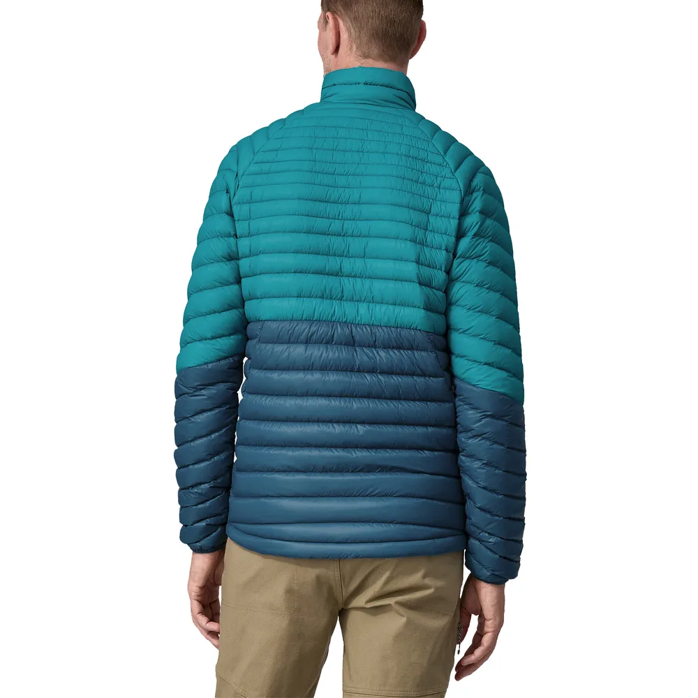 Unisex Stand-Collar Padded Jacket — 2 Colourways — Blue-Green Two-Tone, back view