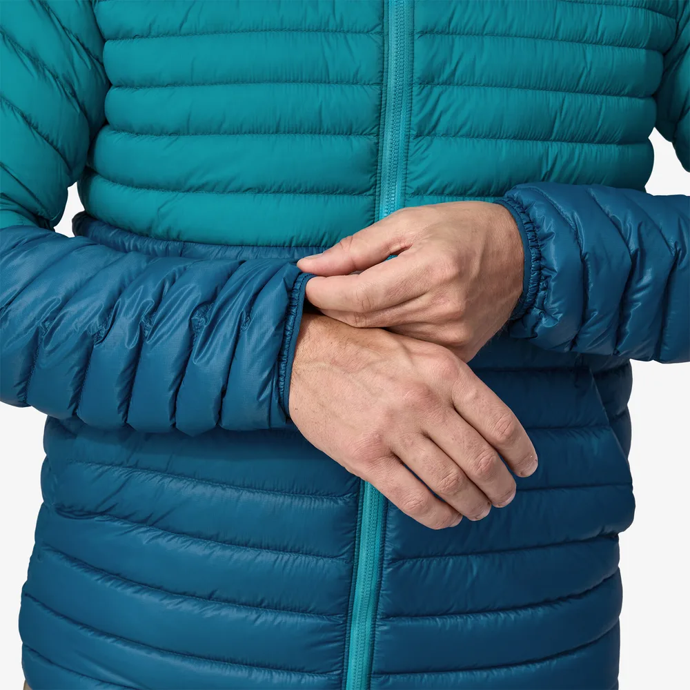 Unisex Stand-Collar Padded Jacket — 2 Colourways — Blue-Green Two-Tone, cuff detail