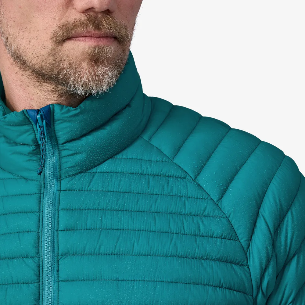 Unisex Stand-Collar Padded Jacket — 2 Colourways — Blue-Green Two-Tone, collar and zip detail