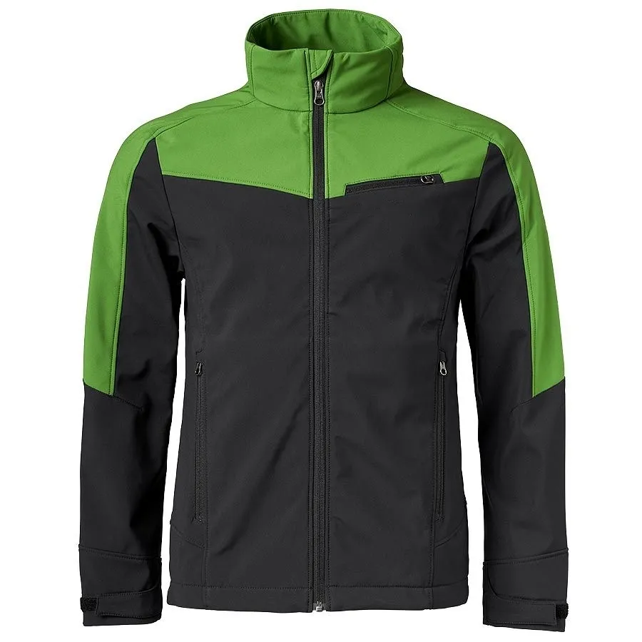 Unisex Stand-Collar Softshell Jacket — Green & Black — Green & Black, front view