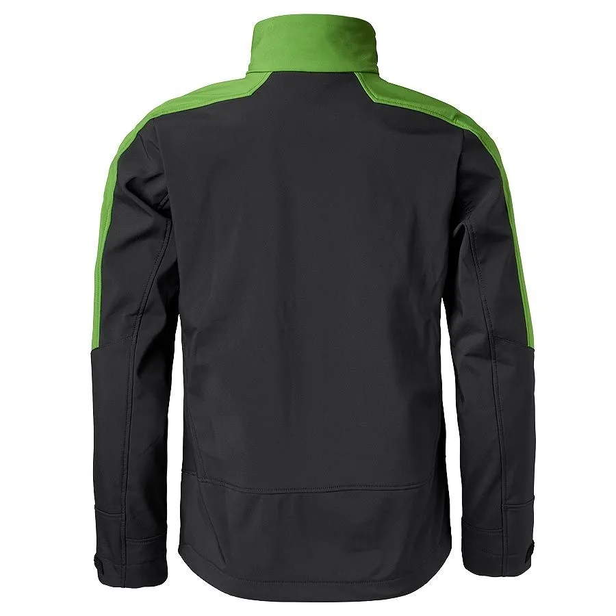Unisex Stand-Collar Softshell Jacket — Green & Black — Green & Black, back view