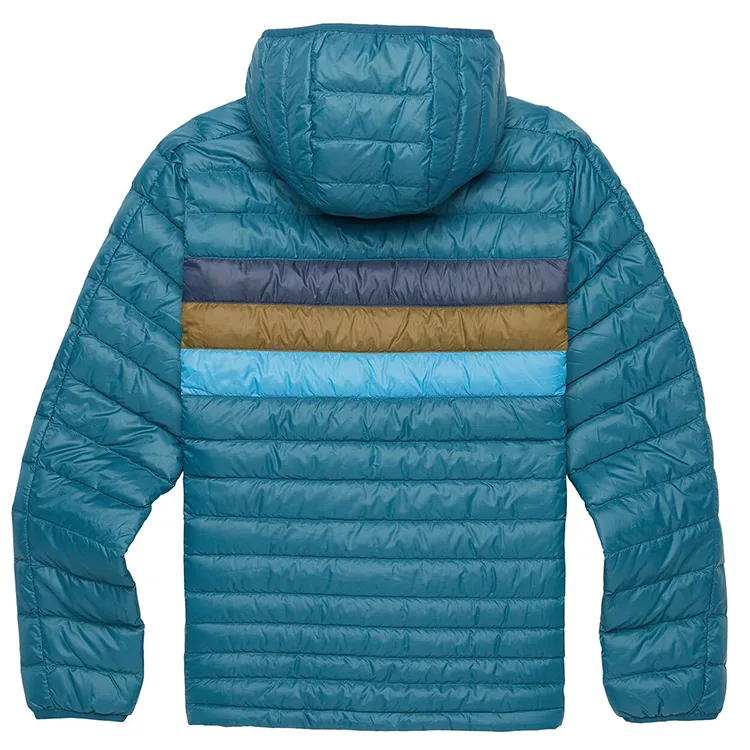 Unisex Striped Puffer Jacket — 3 Colourways — Blue-Green Stripe, back view