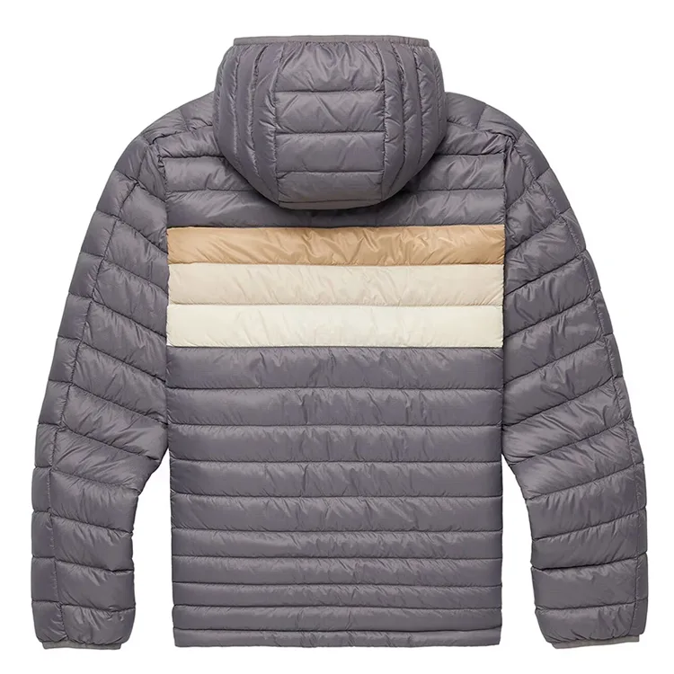 Unisex Striped Puffer Jacket — 3 Colourways — Grey Stripe, back view