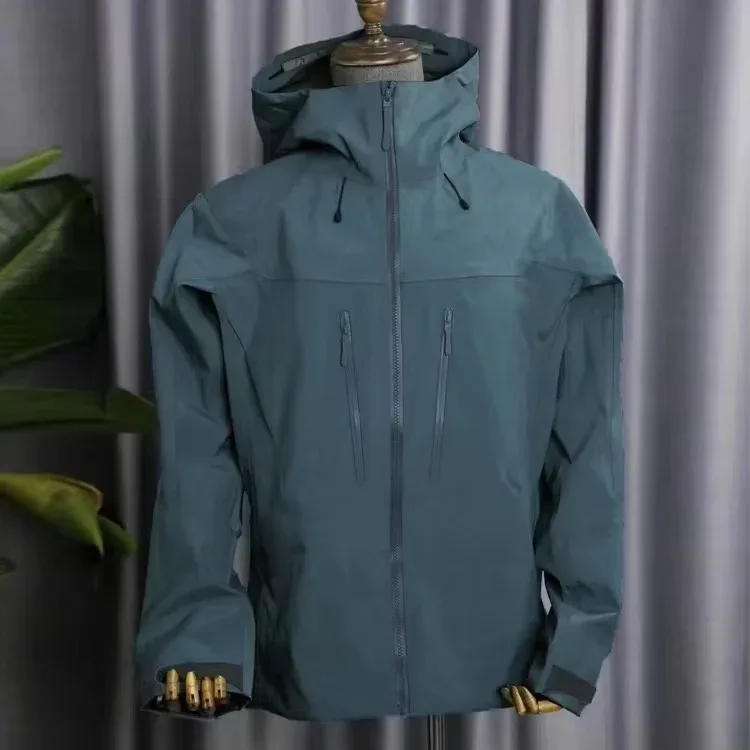 Unisex Trilaminate Hardshell Jacket — 7 Colourways — Slate Blue, front view on stand