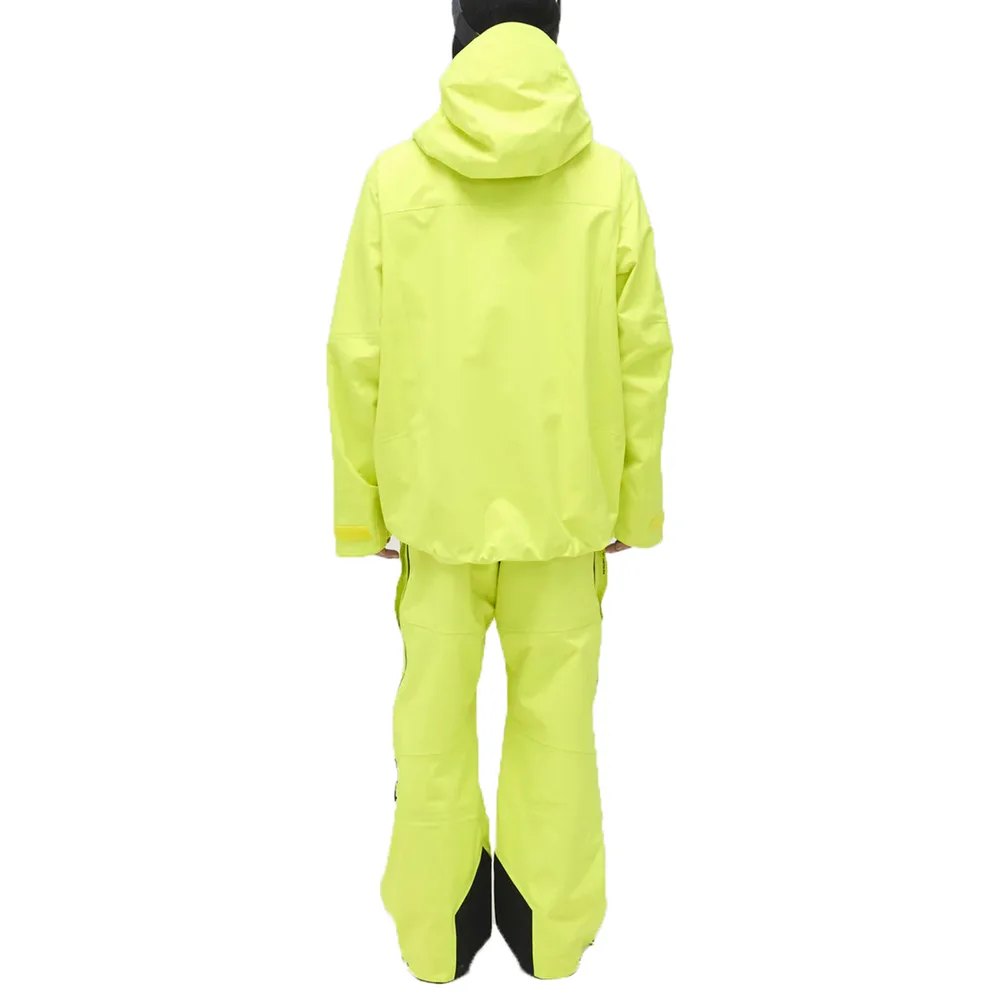 Unisex Two-Piece Ski Suit — Neon Yellow — Neon Yellow — jacket and bib, back view