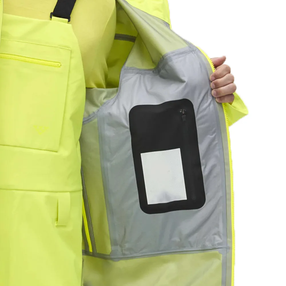Unisex Two-Piece Ski Suit — Neon Yellow — Neon Yellow — jacket inner pocket detail