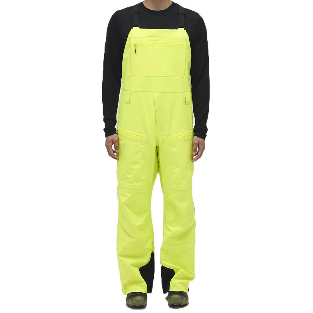 Unisex Two-Piece Ski Suit — Neon Yellow — Neon Yellow — bib pants, front view