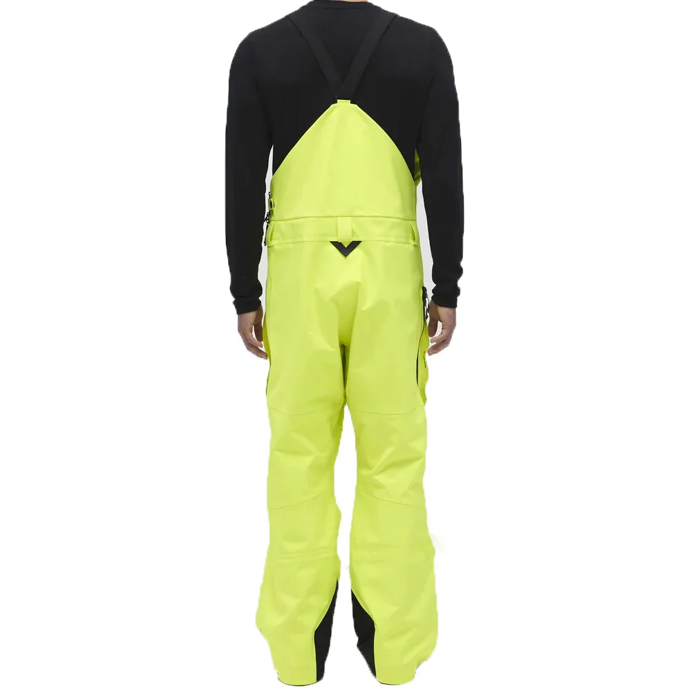 Unisex Two-Piece Ski Suit — Neon Yellow — Neon Yellow — bib pants, back view