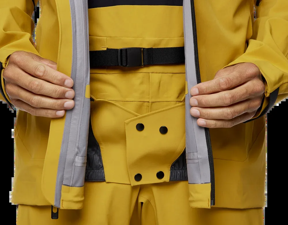 Unisex Ski Jacket — Yellow — Yellow, snow skirt detail