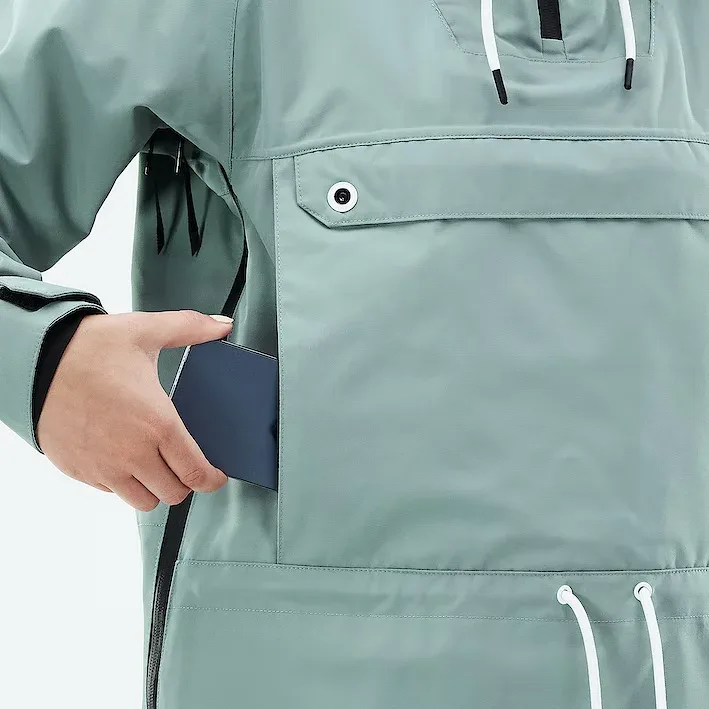 Women's Anorak Ski Jacket — 4 Colourways — Sage, kangaroo pocket detail