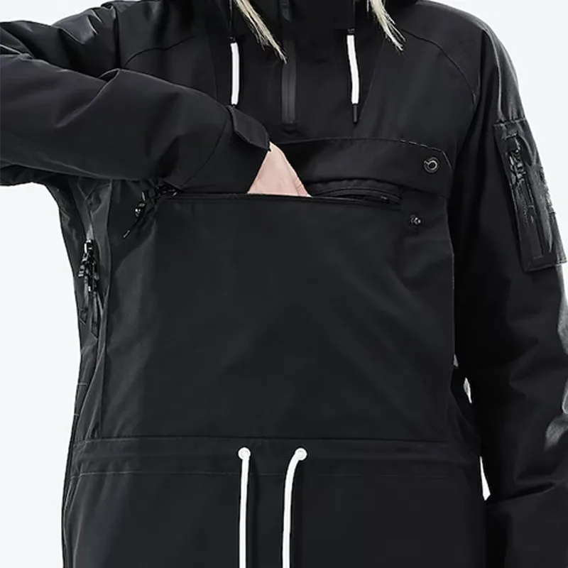 Women's Anorak Ski Jacket — 4 Colourways — Black, worn front view