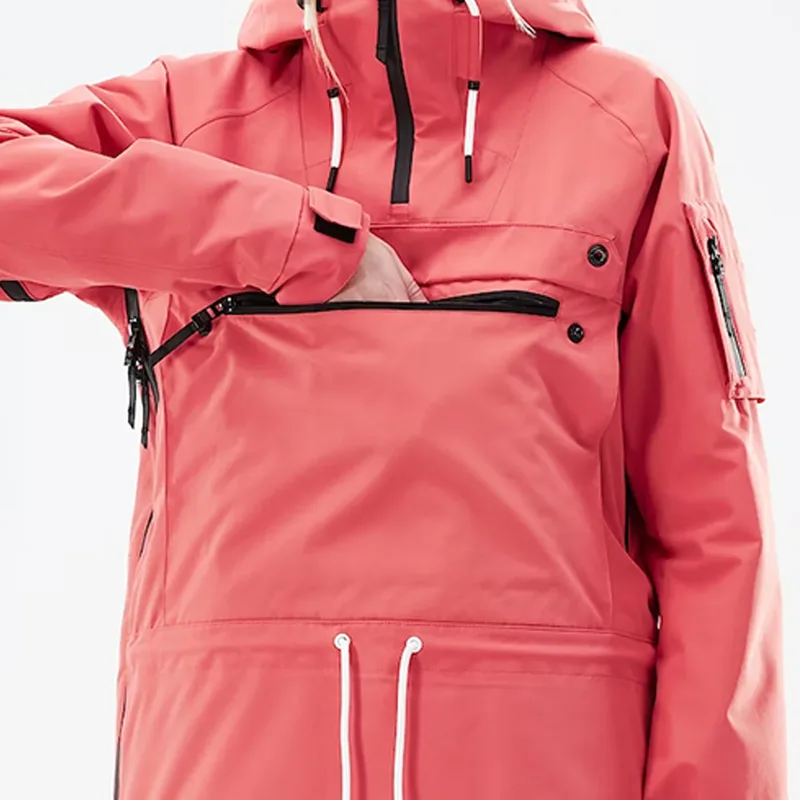 Women's Anorak Ski Jacket — 4 Colourways — Coral, worn front view