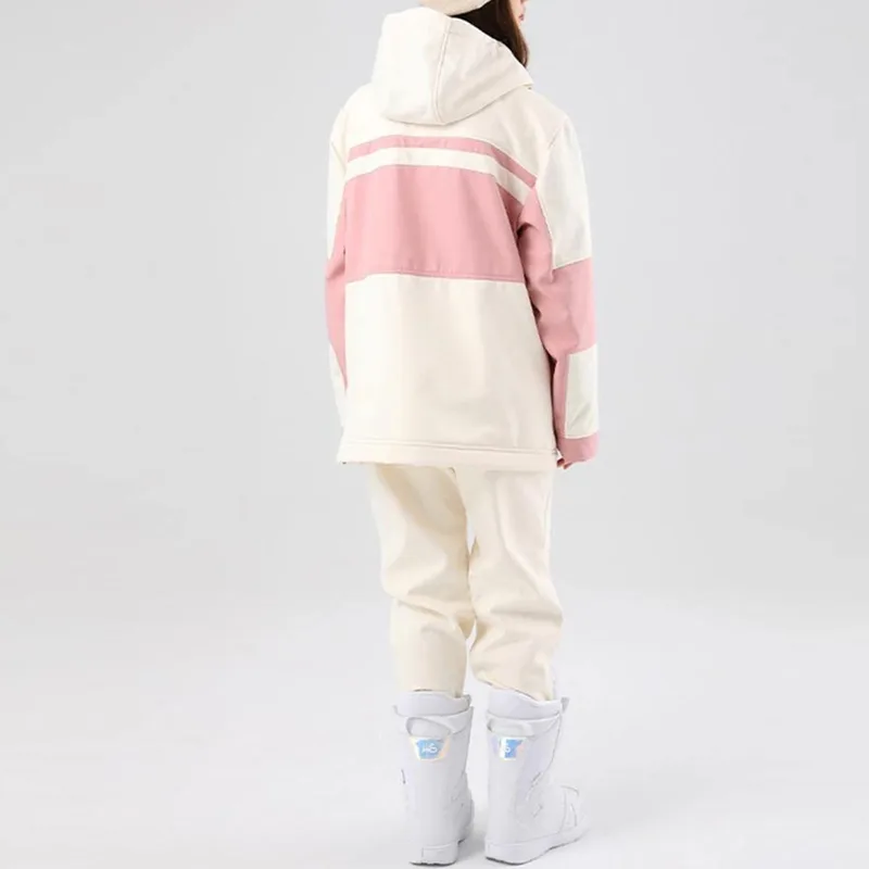 Women's Anorak Ski Set — Pink — 8 Colourways — Pink & Cream, worn back view