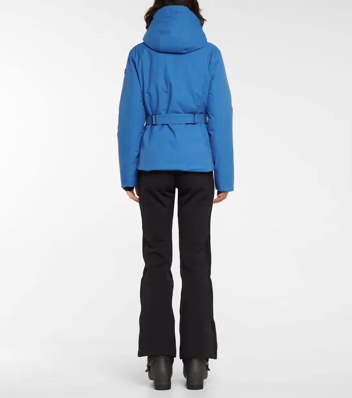 Women's Belted Softshell Jacket — Blue — Blue, worn back view