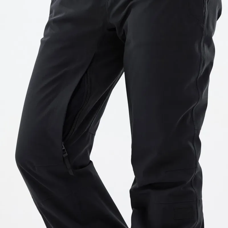 Women's Black Ski Pants — 1 Colourway — Black, leg vent close-up