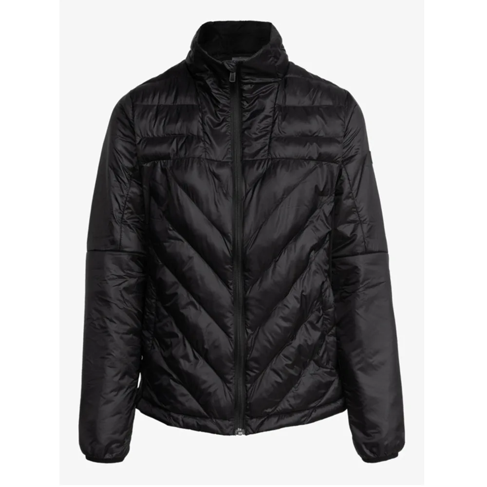 Women’s Chevron Quilted Jacket — Black — Black, front view