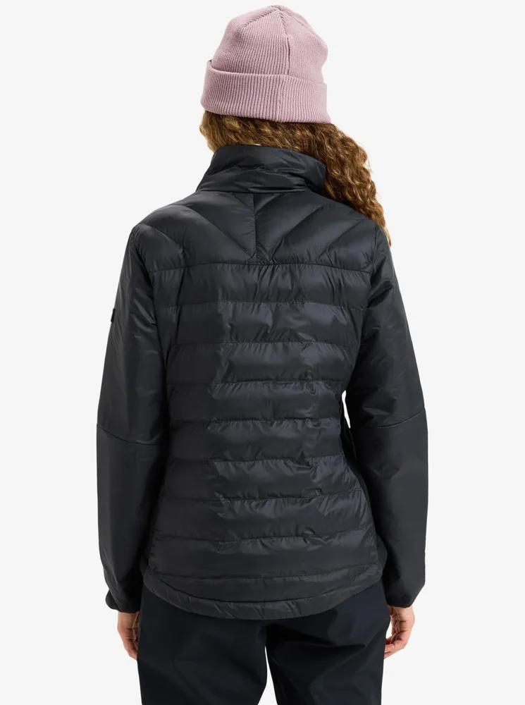 Women’s Chevron Quilted Jacket — Black — Black, back view, worn