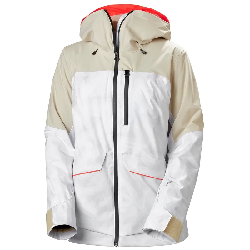 Women's Colour-Block Ski Jacket — 5 Colourways — White & Beige, front view