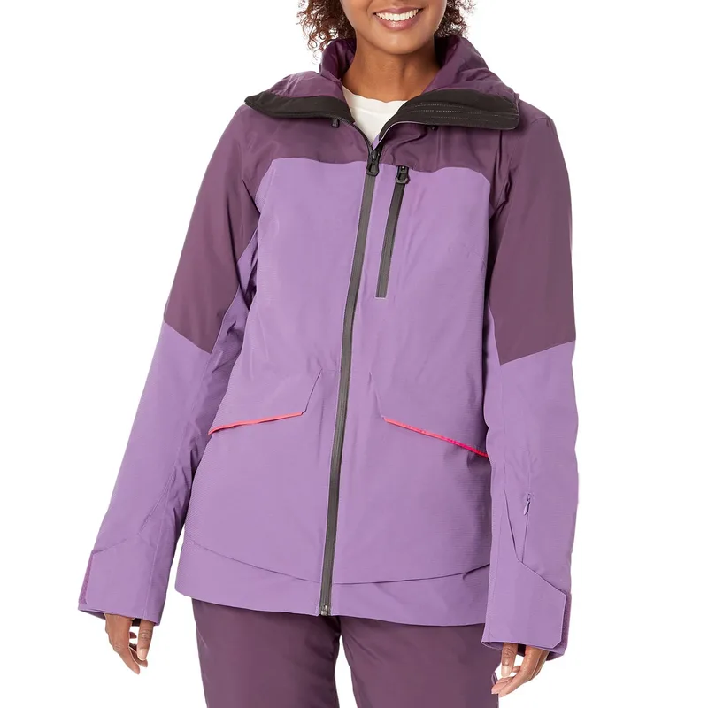 Women's Colour-Block Ski Jacket — 5 Colourways — Purple, worn front view