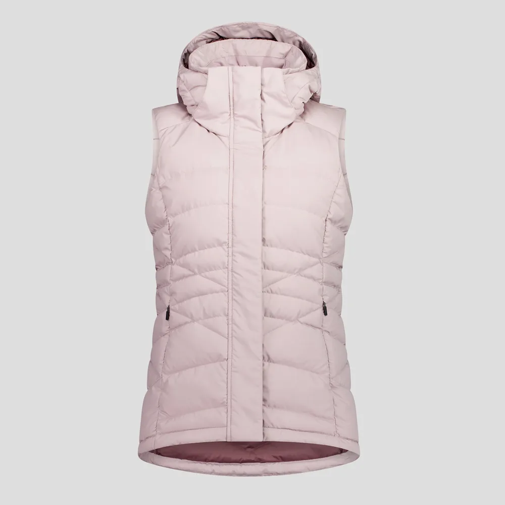 Women’s Cotton-Filled Hooded Puffer Vest — 5 Colourways — Pink, front view