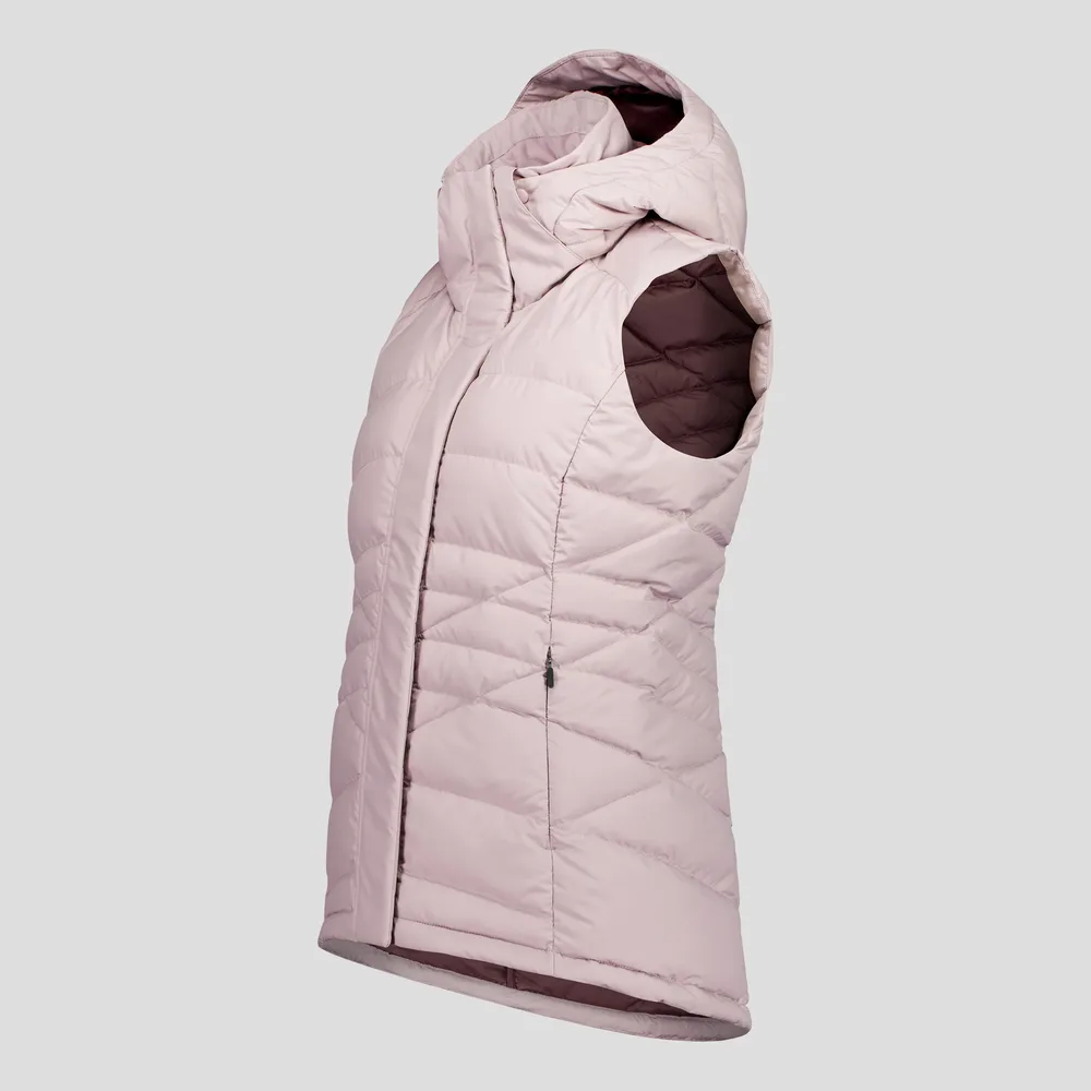 Women’s Cotton-Filled Hooded Puffer Vest — 5 Colourways — Pink, side view