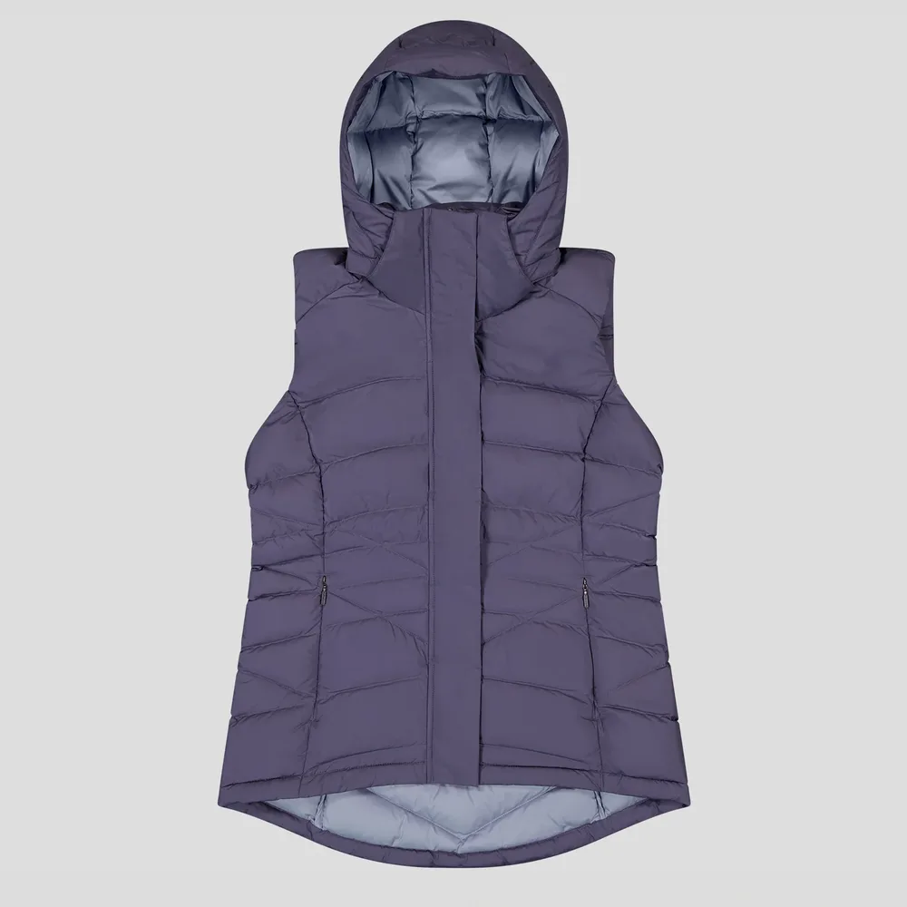 Women’s Cotton-Filled Hooded Puffer Vest — 5 Colourways — Purple, front view