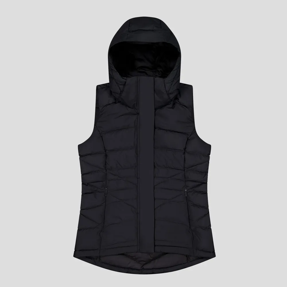 Women’s Cotton-Filled Hooded Puffer Vest — 5 Colourways — Black, front view