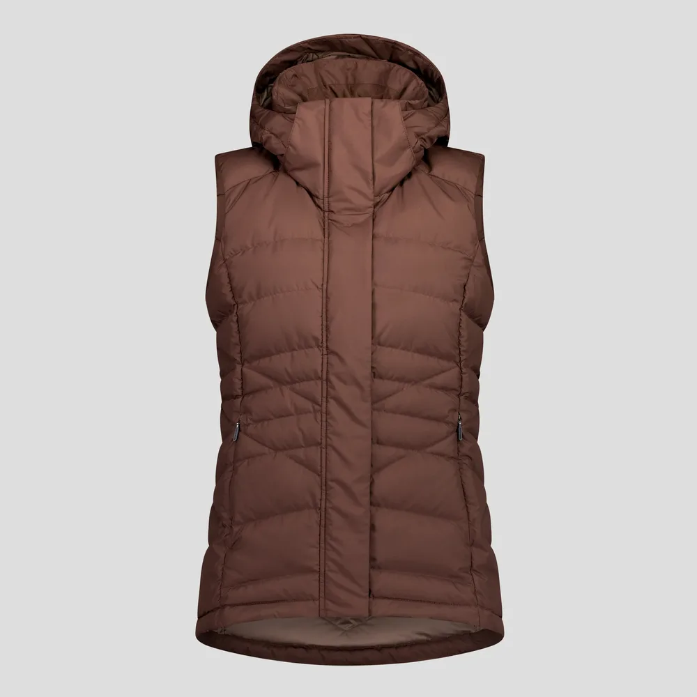 Women’s Cotton-Filled Hooded Puffer Vest — 5 Colourways — Brown, front view