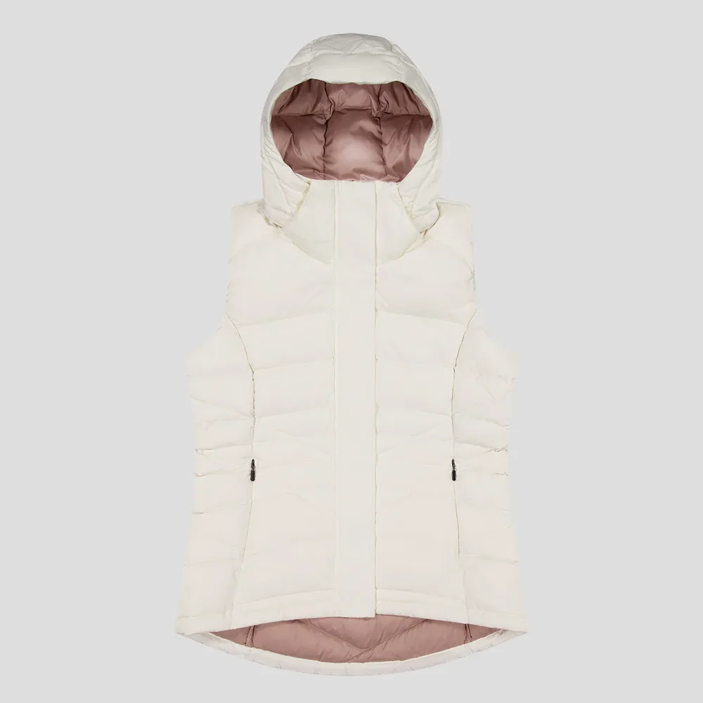 Women’s Cotton-Filled Hooded Puffer Vest — 5 Colourways — White, front view