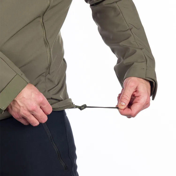 Women’s Detachable-Hood Softshell Jacket — Khaki — Khaki, hem drawcord detail