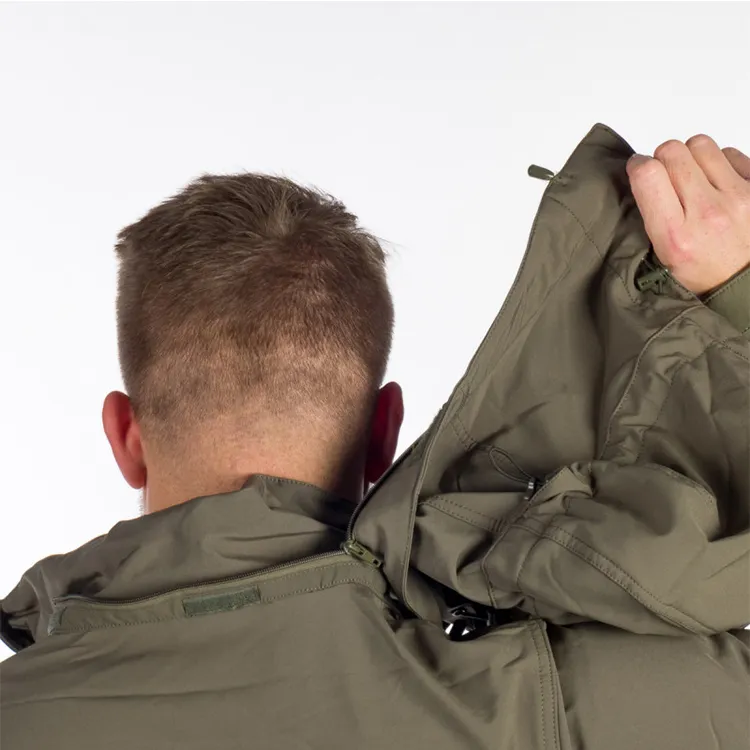 Women’s Detachable-Hood Softshell Jacket — Khaki — Khaki, detachable hood detail