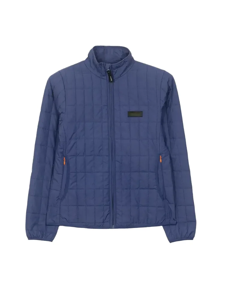 Women’s Down Jacket — Blue, Black & Brown — Blue, front view