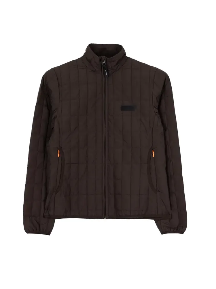 Women’s Down Jacket — Blue, Black & Brown — Brown, front view