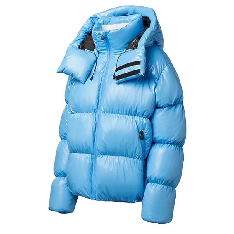 Women's Gloss Down Puffer Jacket — 2 Colourways — Blue, front view