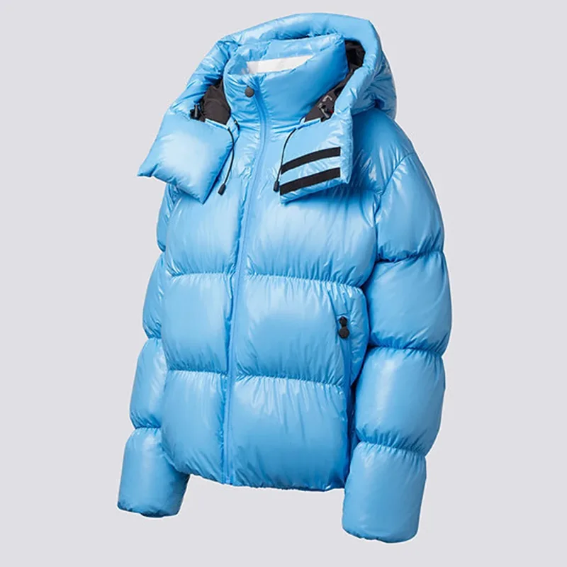 Women's Gloss Down Puffer Jacket — 2 Colourways — Blue, front view