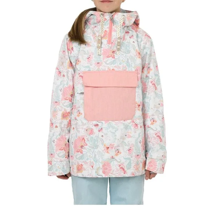 Women's Floral Pullover Ski Jacket — Pink Floral