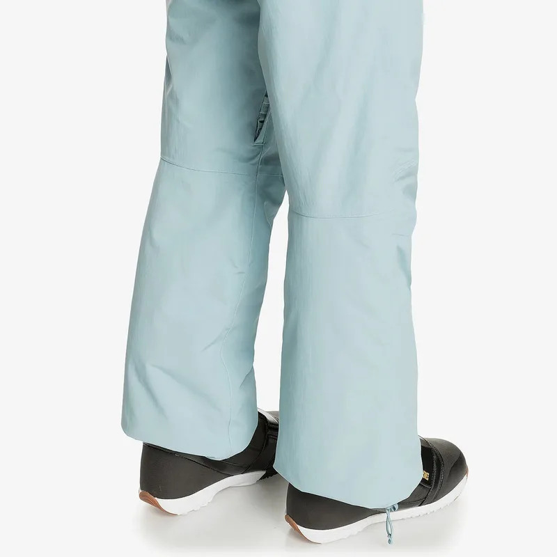 Women's Front-Zip Ski Bib Pants — 1 Colourway — Light Blue, leg and gaiter close-up