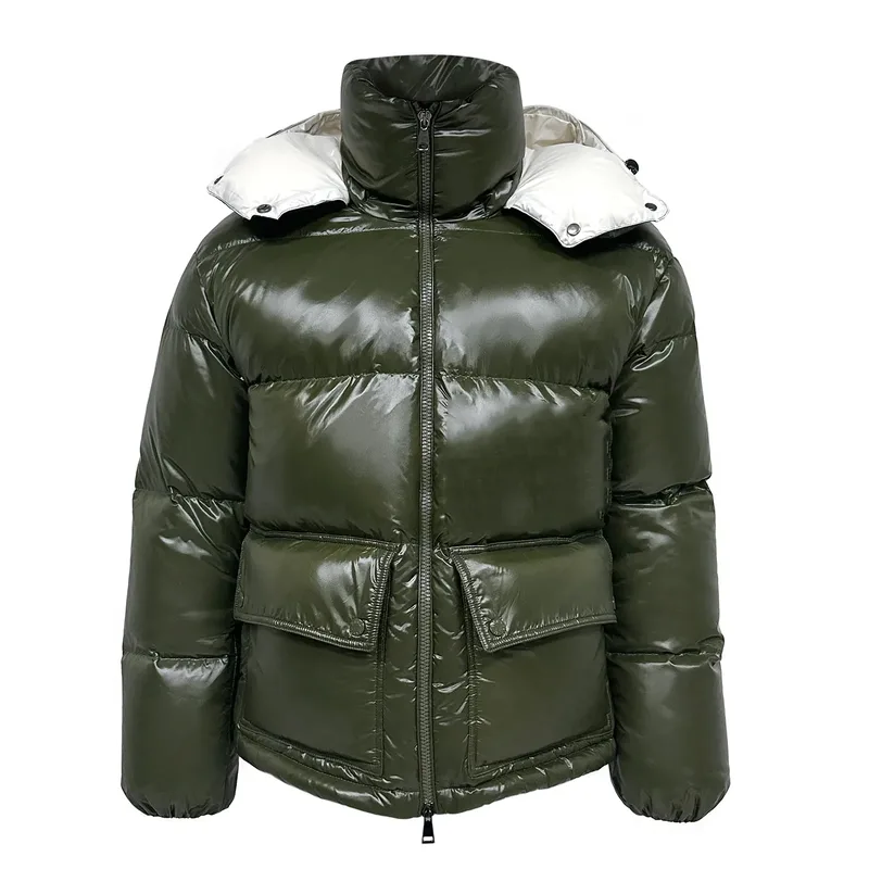 Women's Glossy Hooded Puffer Jacket — 2 Colourways
