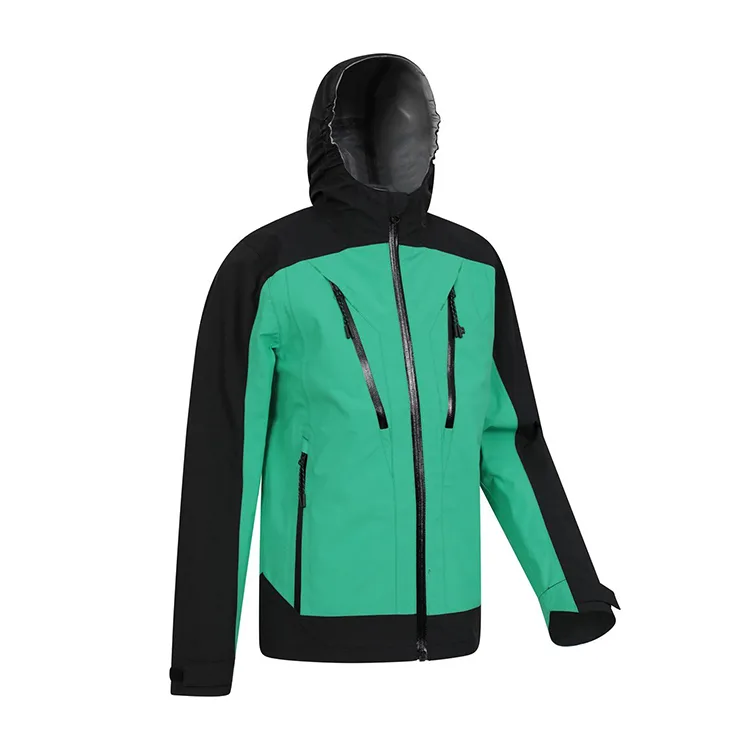 Women’s Hardshell Jacket — Green & Black — Green/Black, three-quarter front view