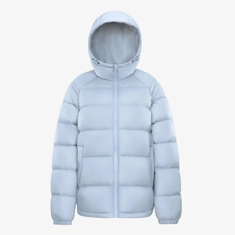 Women’s Hooded Puffer Jacket — 4 Colourways — Light Blue, front view