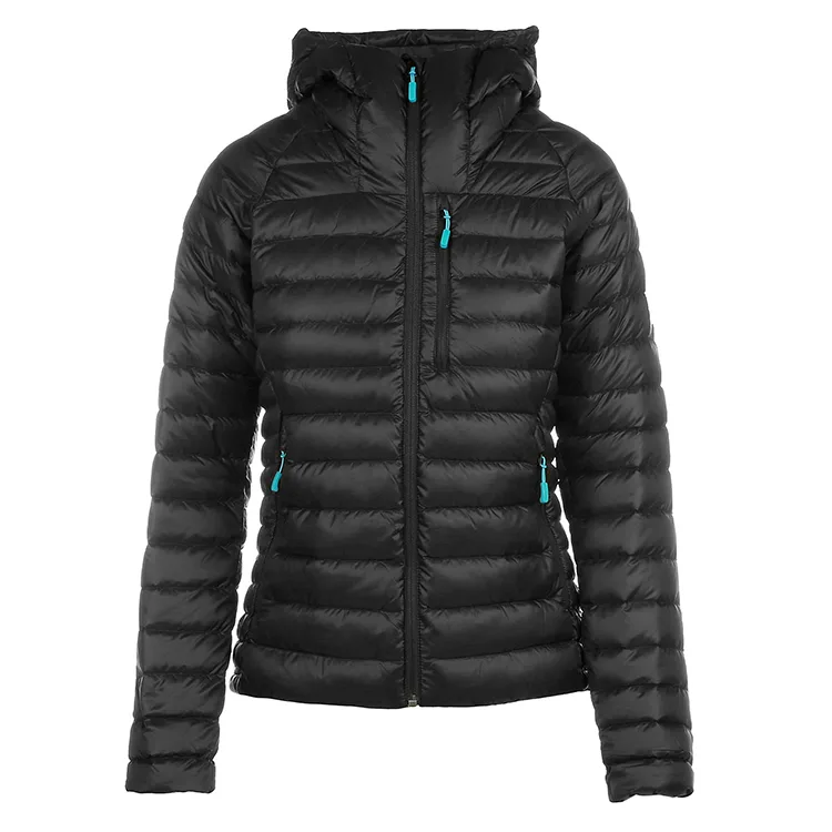 Women’s Hooded Puffer Jacket — 6 Colourways — Black, front view