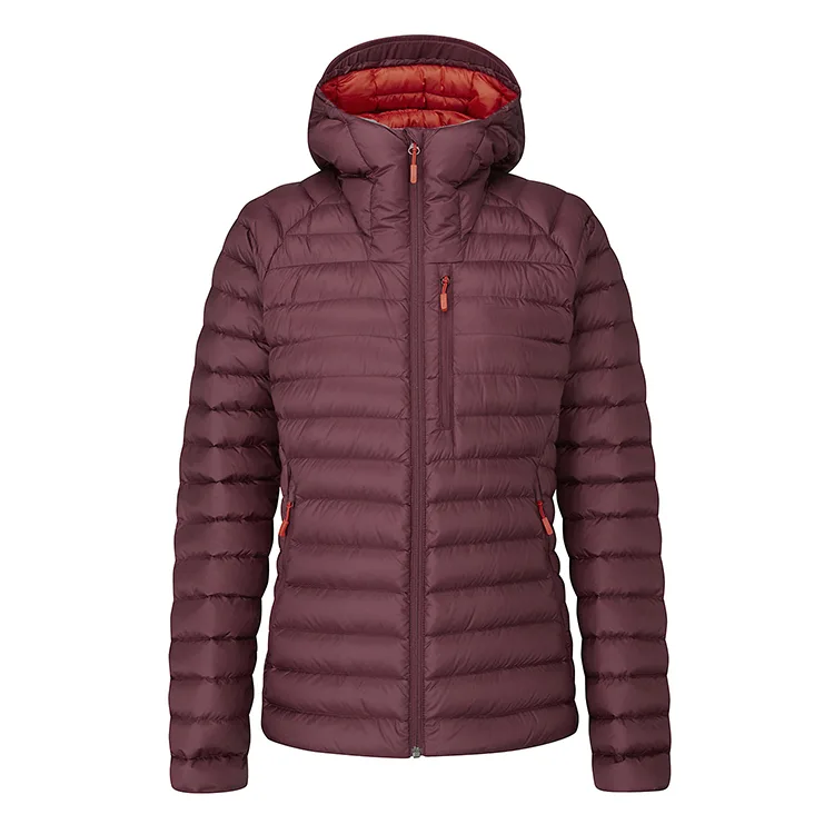 Women’s Hooded Puffer Jacket — 6 Colourways — Burgundy, front view