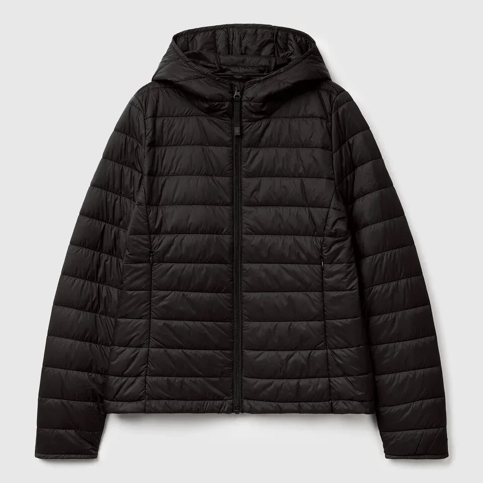 Women’s Hooded Puffer Jacket — 8 Colourways — Black, front view
